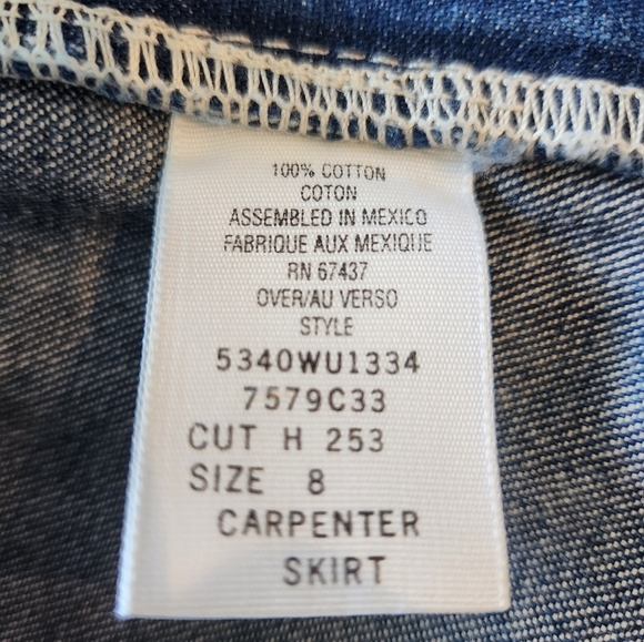 Polo Jeans Ralph Lauren Carpenter Skirt Sz 8 Blue Cotton Y2k Pockets Denim Patch - Picture 7 of 11